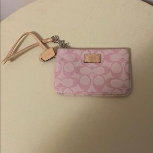 Vintage pink signature Coach wristlet